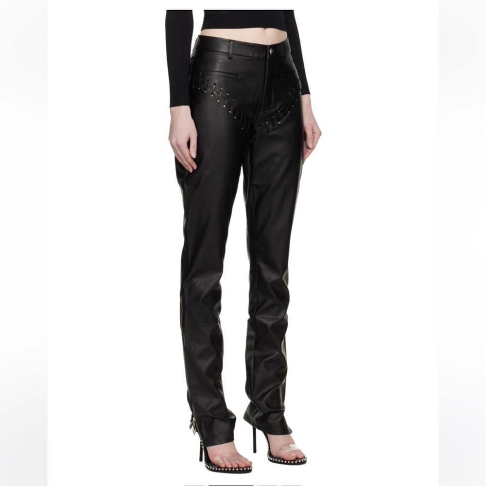 MIAOU Black Hannah Jewett Edition Jet Faux-Leather Trousers